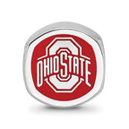 Sterling Silver Rhodium-plated LogoArt The Ohio State University Enameled Double Logo Bead