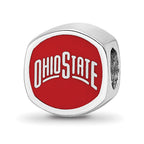 Sterling Silver Rhodium-plated LogoArt The Ohio State University Enameled Double Logo Bead