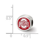 Sterling Silver Rhodium-plated LogoArt The Ohio State University Enameled Double Logo Bead