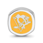 Sterling Silver NHL LogoArt Pittsburgh Penguins Enameled Double Logo Bead