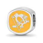 Sterling Silver NHL LogoArt Pittsburgh Penguins Enameled Double Logo Bead