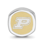 Sterling Silver Rhodium-plated LogoArt Purdue University Double Logo Enameled Bead