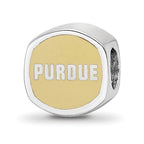 Sterling Silver Rhodium-plated LogoArt Purdue University Double Logo Enameled Bead