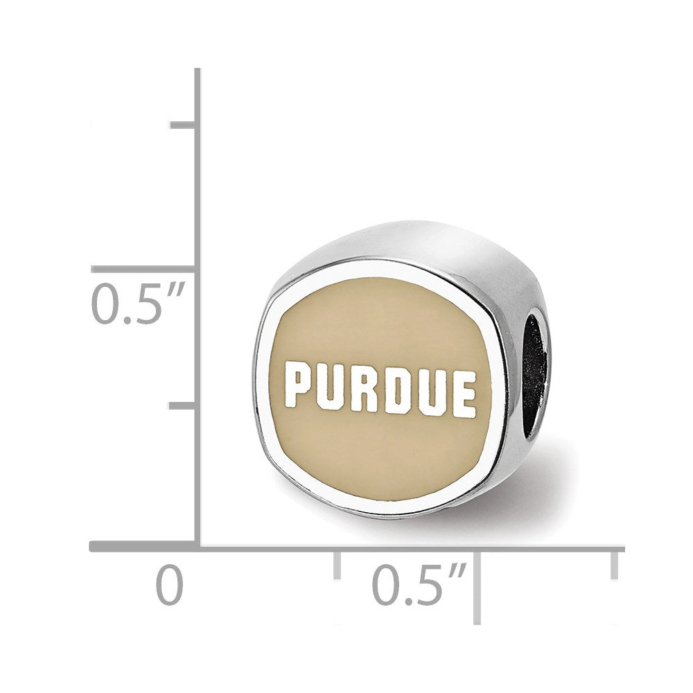 Sterling Silver Rhodium-plated LogoArt Purdue University Double Logo Enameled Bead
