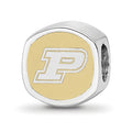 Sterling Silver Rhodium-plated LogoArt Purdue University Double Logo Enameled Bead