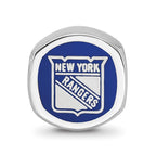 Sterling Silver RH-plated LogoArt New York Rangers Banner Enamel Bead