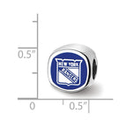 Sterling Silver RH-plated LogoArt New York Rangers Banner Enamel Bead