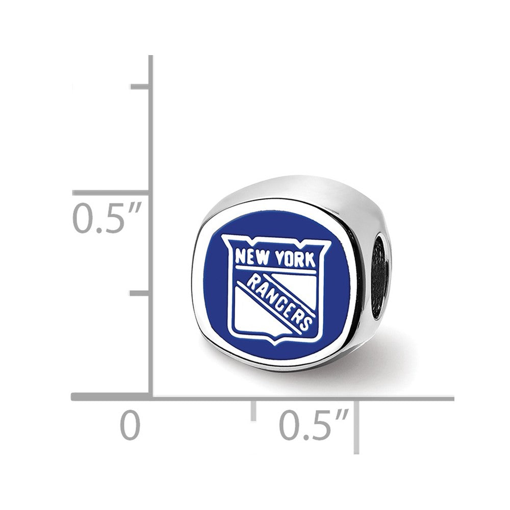 Sterling Silver RH-plated LogoArt New York Rangers Banner Enamel Bead