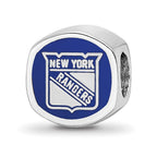 Sterling Silver RH-plated LogoArt New York Rangers Banner Enamel Bead