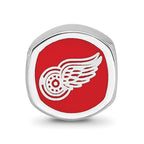 Sterling Silver Rhodium-plated NHL LogoArt Detroit Red Wings Double Logo Enameled Bead