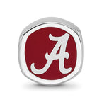 Sterling Silver Rhodium-plated LogoArt University of Alabama Enameled Double Logo Bead