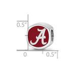 Sterling Silver Rhodium-plated LogoArt University of Alabama Enameled Double Logo Bead