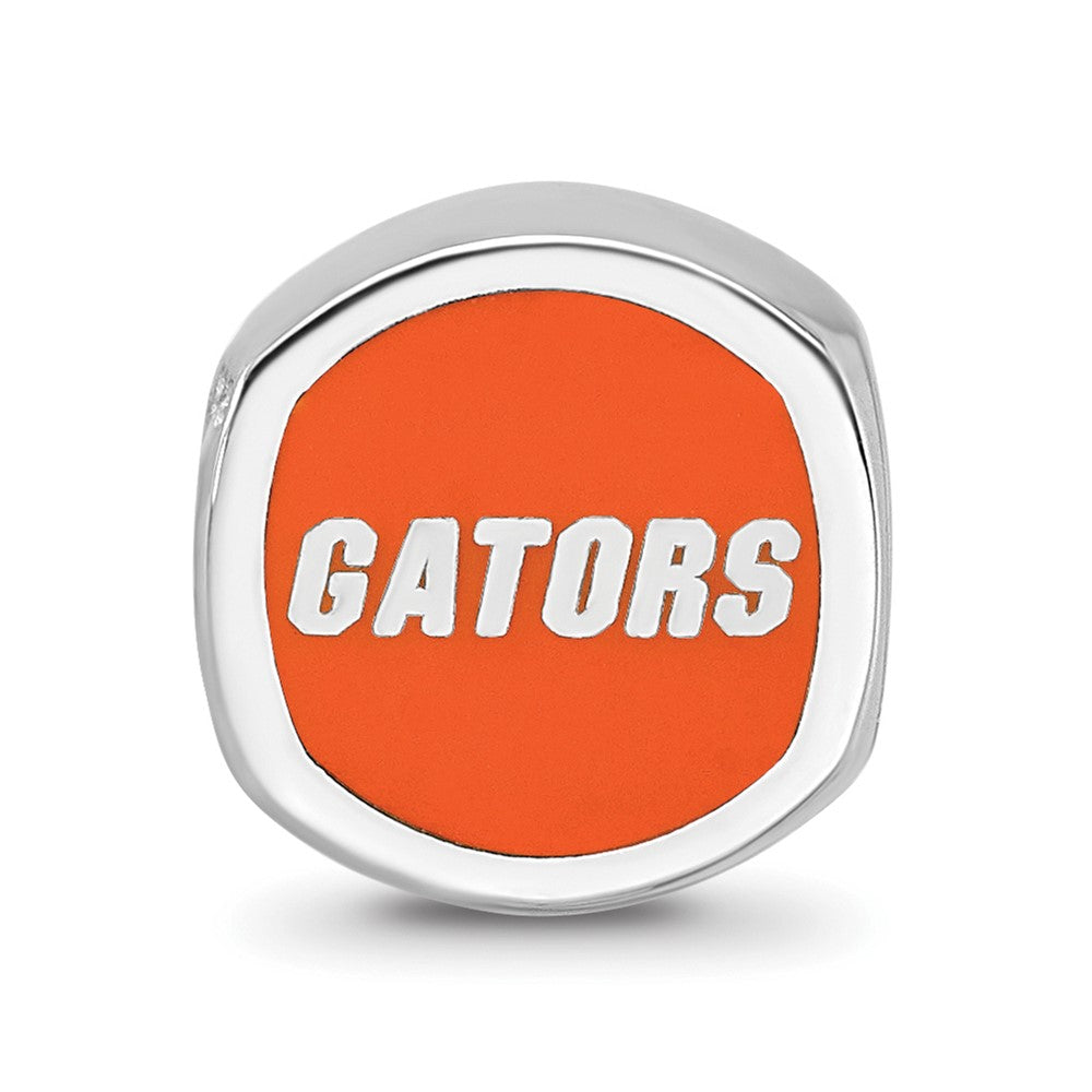 Sterling Silver Rhodium-plated LogoArt University of Florida Enameled Double Logo Bead
