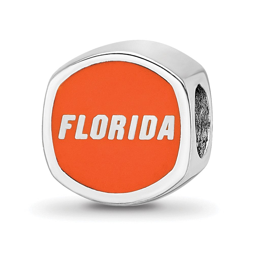 Sterling Silver Rhodium-plated LogoArt University of Florida Enameled Double Logo Bead