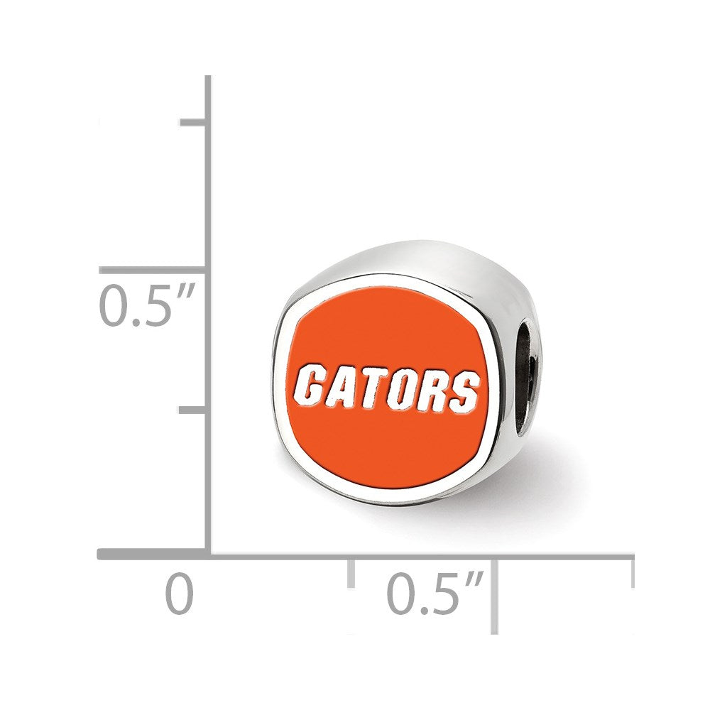 Sterling Silver Rhodium-plated LogoArt University of Florida Enameled Double Logo Bead