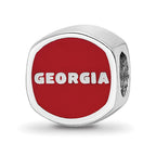 Sterling Silver Rhodium-plated LogoArt University of Georgia Enameled Double Logo Bead