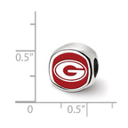 Sterling Silver Rhodium-plated LogoArt University of Georgia Enameled Double Logo Bead