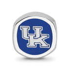 Sterling Silver Rhodium-plated LogoArt University of Kentucky U-K Enameled Bead