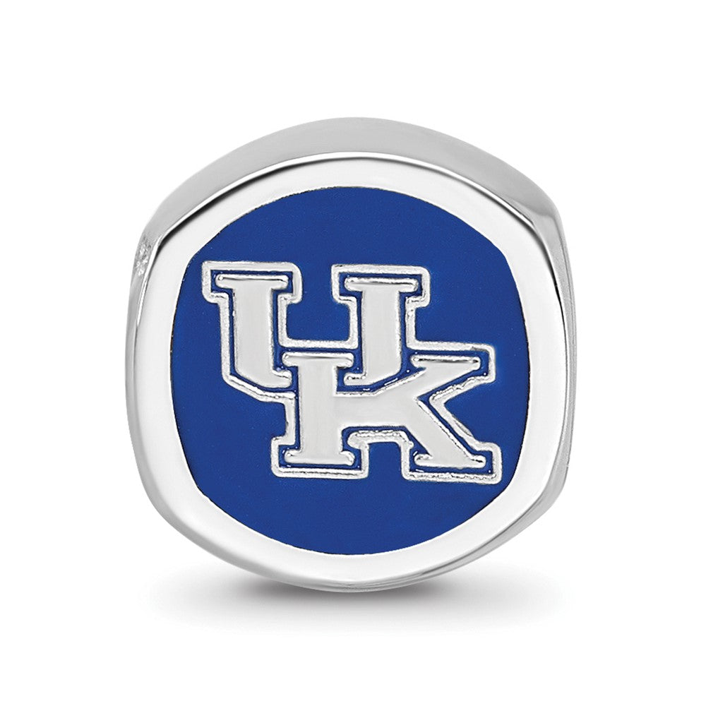 Sterling Silver Rhodium-plated LogoArt University of Kentucky U-K Enameled Bead