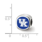 Sterling Silver Rhodium-plated LogoArt University of Kentucky U-K Enameled Bead
