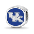 Sterling Silver Rhodium-plated LogoArt University of Kentucky U-K Enameled Bead