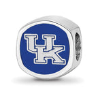 Sterling Silver Rhodium-plated LogoArt University of Kentucky U-K Enameled Bead