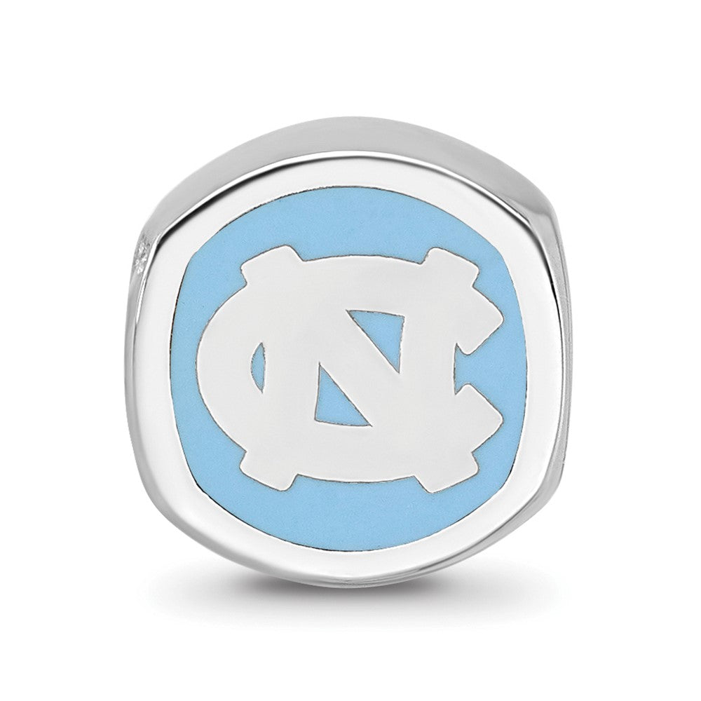 Sterling Silver Rhodium-plated LogoArt University Of North Carolina Double Logo Enameled Bead
