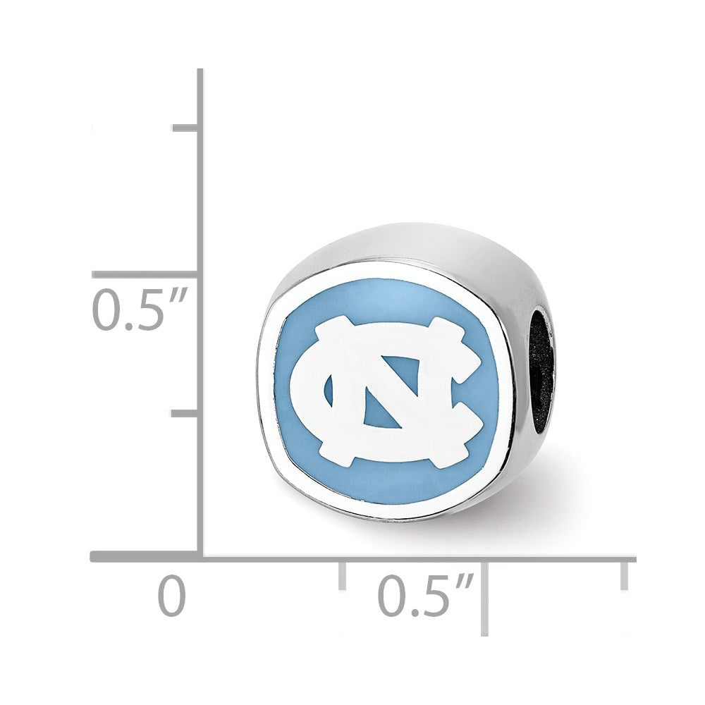 Sterling Silver Rhodium-plated LogoArt University Of North Carolina Double Logo Enameled Bead