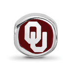 Sterling Silver Rhodium-plated LogoArt University of Oklahoma Double Logo Enameled Bead