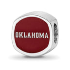 Sterling Silver Rhodium-plated LogoArt University of Oklahoma Double Logo Enameled Bead