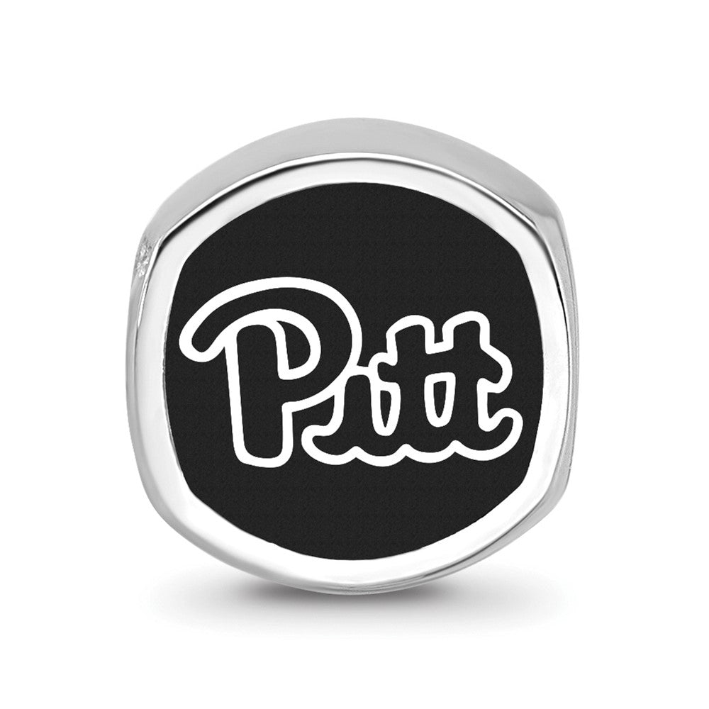 Sterling Silver Rhodium-plated LogoArt University of Pittsburgh Enameled Double Logo Bead