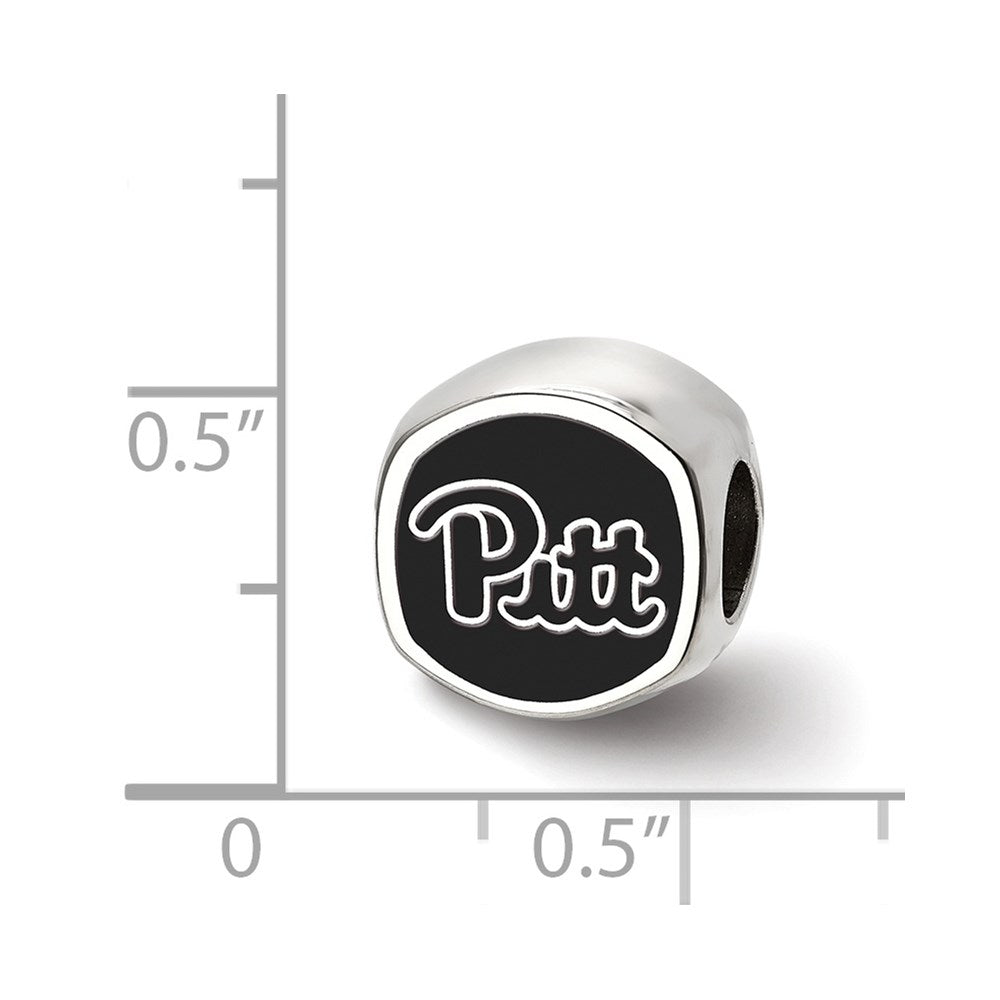Sterling Silver Rhodium-plated LogoArt University of Pittsburgh Enameled Double Logo Bead