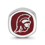 Sterling Silver Rhodium-plated LogoArt University of Southern California Double Logo Enameled Bead