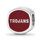 Sterling Silver Rhodium-plated LogoArt University of Southern California Double Logo Enameled Bead