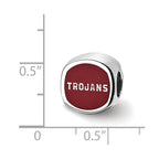 Sterling Silver Rhodium-plated LogoArt University of Southern California Double Logo Enameled Bead