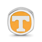 Sterling Silver Rhodium-plated LogoArt University of Tennessee Enameled Double Logo Bead