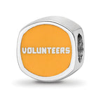 Sterling Silver Rhodium-plated LogoArt University of Tennessee Enameled Double Logo Bead