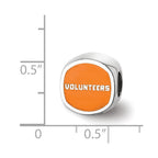 Sterling Silver Rhodium-plated LogoArt University of Tennessee Enameled Double Logo Bead