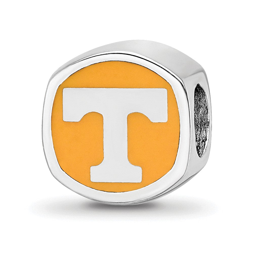 Sterling Silver Rhodium-plated LogoArt University of Tennessee Enameled Double Logo Bead