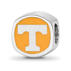 Sterling Silver Rhodium-plated LogoArt University of Tennessee Enameled Double Logo Bead