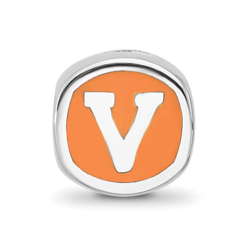 Sterling Silver Rhodium-plated LogoArt University of Virginia Double Logo Enameled Bead