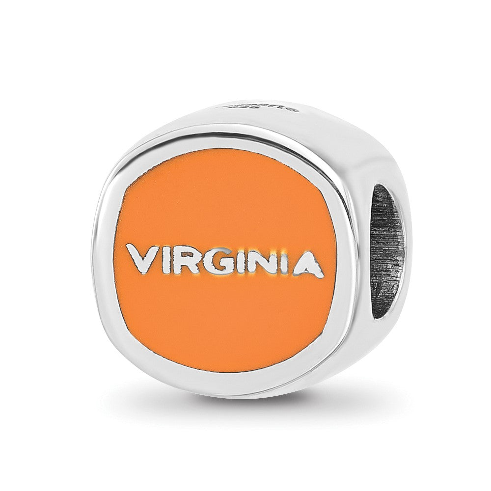 Sterling Silver Rhodium-plated LogoArt University of Virginia Double Logo Enameled Bead