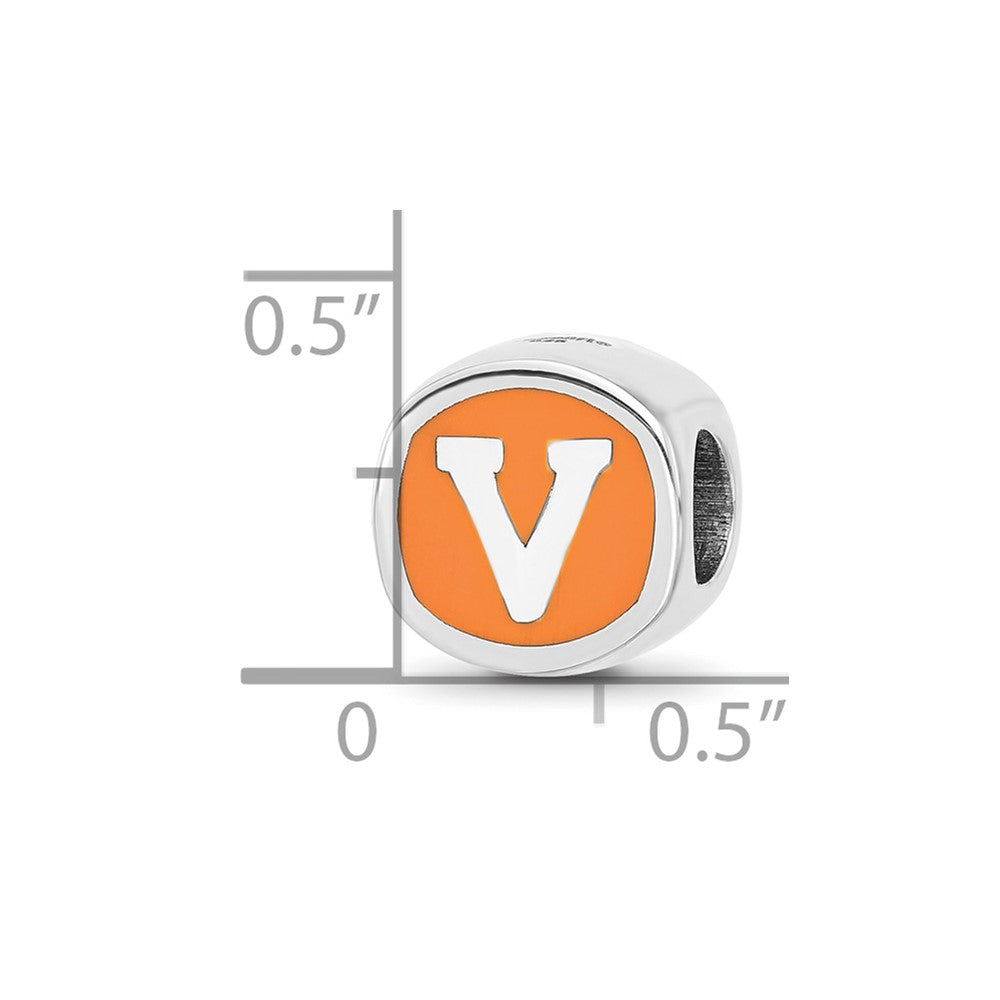 Sterling Silver Rhodium-plated LogoArt University of Virginia Double Logo Enameled Bead