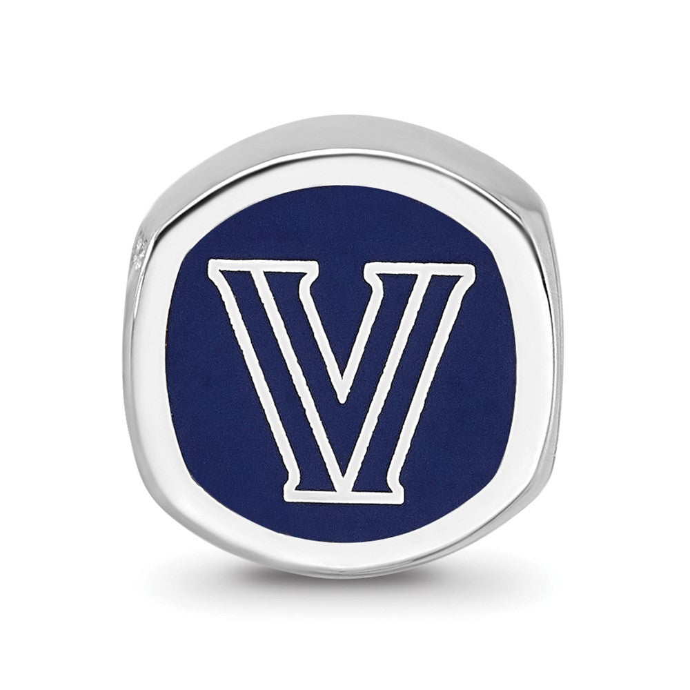 Sterling Silver Rhodium-plated LogoArt Villanova University Enameled Double Logo Bead
