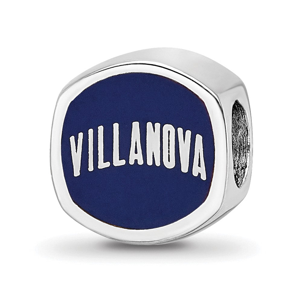Sterling Silver Rhodium-plated LogoArt Villanova University Enameled Double Logo Bead