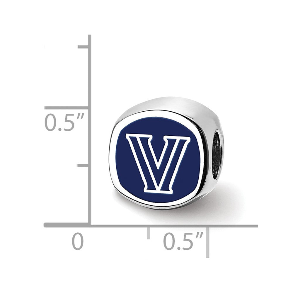 Sterling Silver Rhodium-plated LogoArt Villanova University Enameled Double Logo Bead