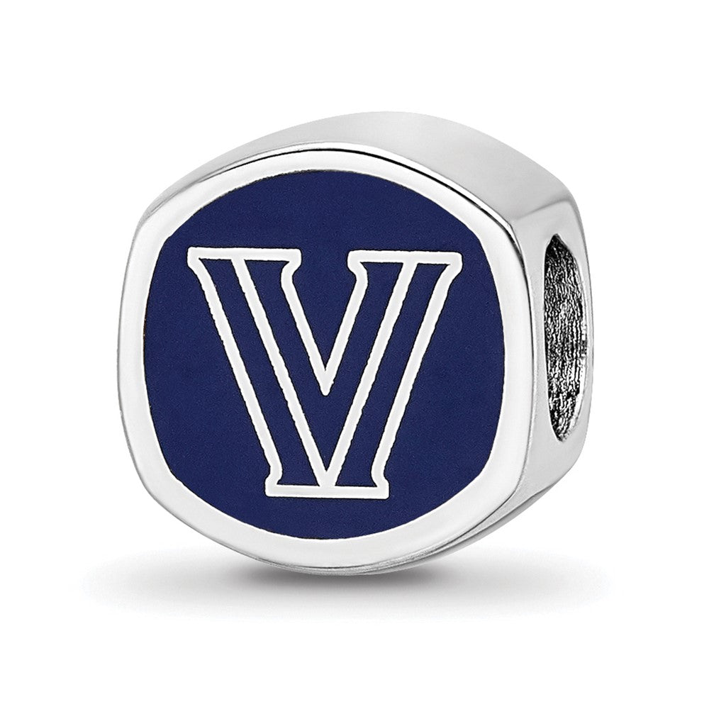 Sterling Silver Rhodium-plated LogoArt Villanova University Enameled Double Logo Bead