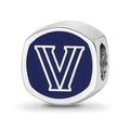 Sterling Silver Rhodium-plated LogoArt Villanova University Enameled Double Logo Bead