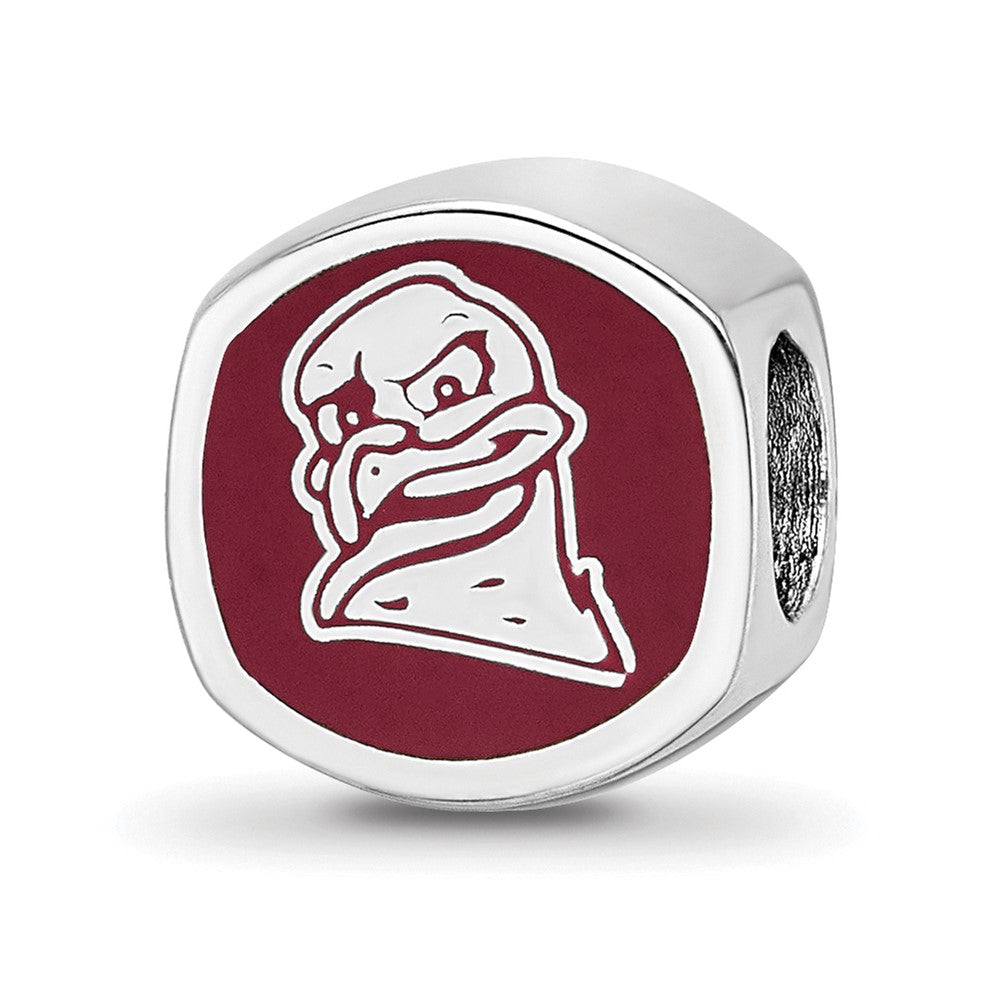 Sterling Silver Rhodium-plated LogoArt Virginia Tech V-T Enameled Double Logo Bead