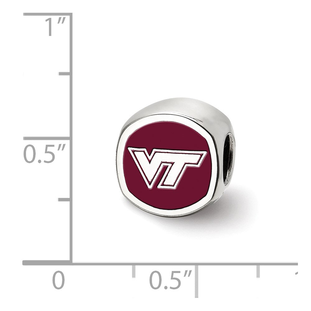 Sterling Silver Rhodium-plated LogoArt Virginia Tech V-T Enameled Double Logo Bead